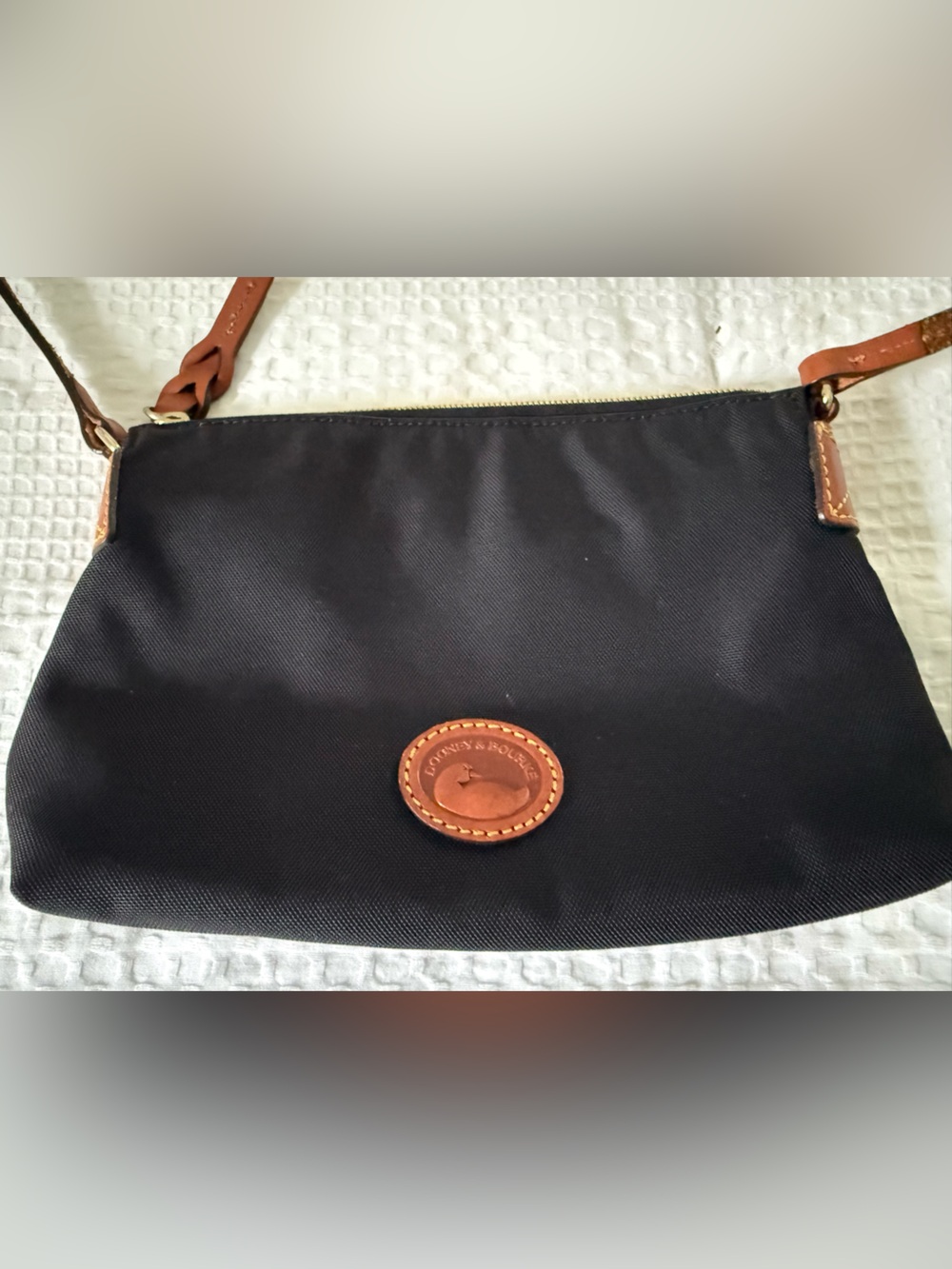 Black Nylon  with Brown Leather Trim